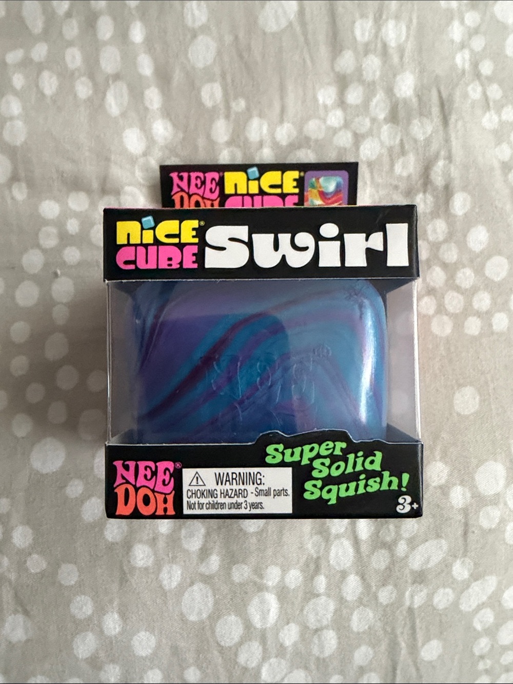 Needing Nice Cube Swirl Super Solid Squish Blue with purple swirls NWT authentic